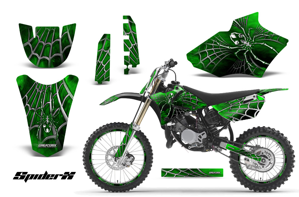 Yamaha YZ85 02-12 Graphics Kit SpiderX Green NP Rims